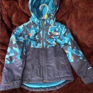 The North Face Kids' Geometric Blue and Orange Raincoat